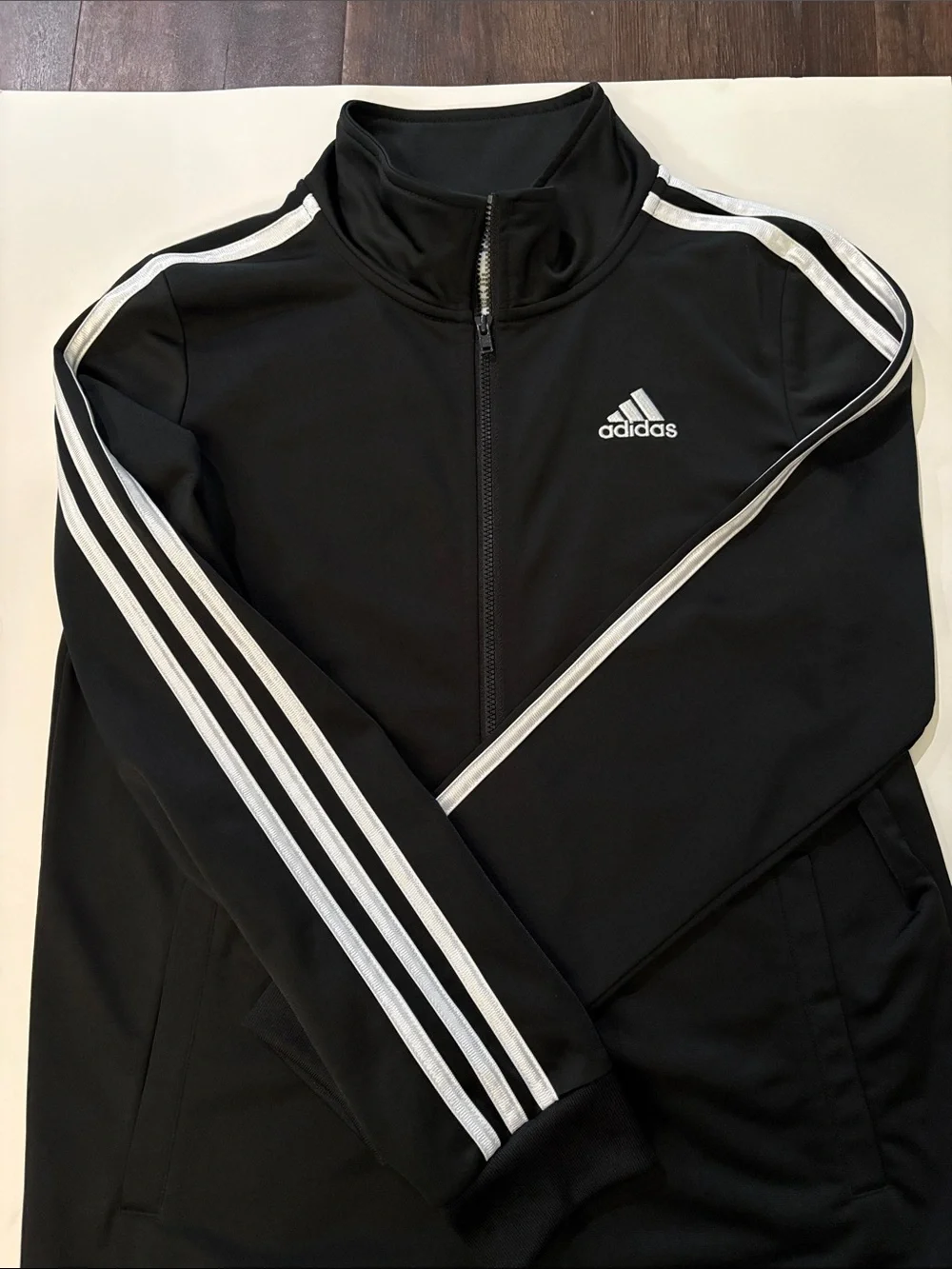 adidas Black Track Jacket with White 3-Stripe Detail